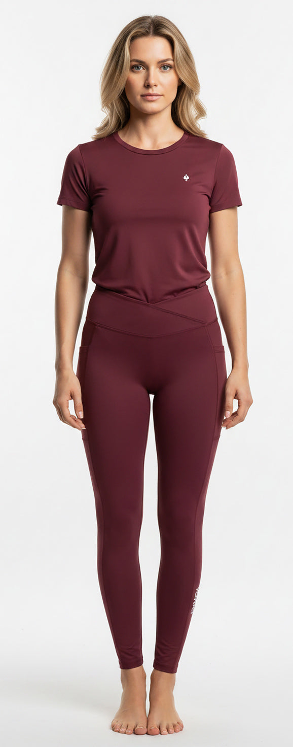Nirvana Top + Sora Leggings - Burgundy